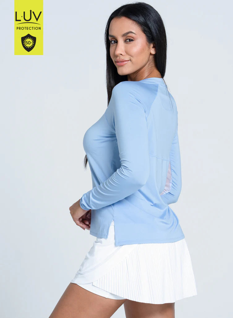 Lucky in Love Powder High Low Breezy Long Sleeve