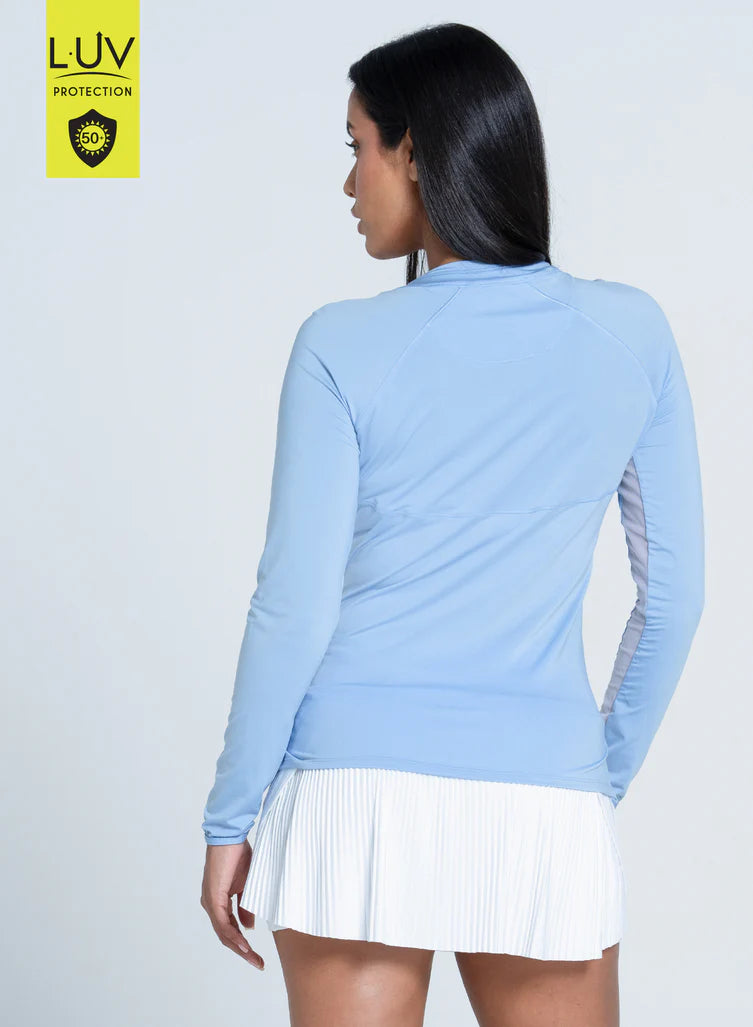 Lucky in Love Powder High Low Breezy Long Sleeve