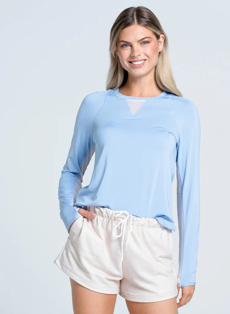 Lucky in Love Powder High Low Breezy Long Sleeve