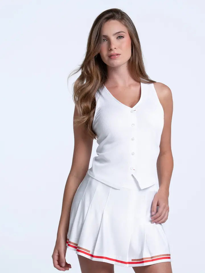Lucky in Love Match Point Vest Tank - White