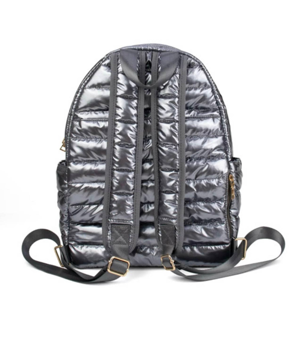 Maiya Pickleball Backpack–Glossy Gunmetal Court Bag