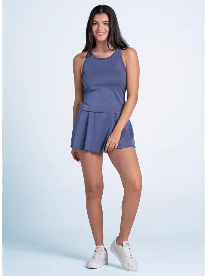 Lucky in Love Rib Sport Court Tank - Parisian Blue