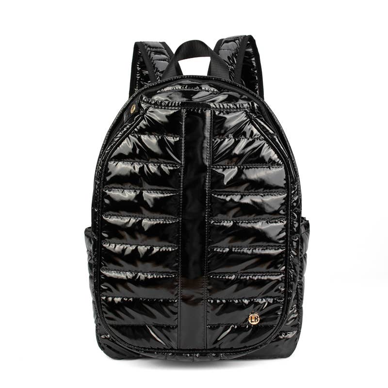 Maiya Pickleball Backpack–Quilted Glossy Black Court Bag