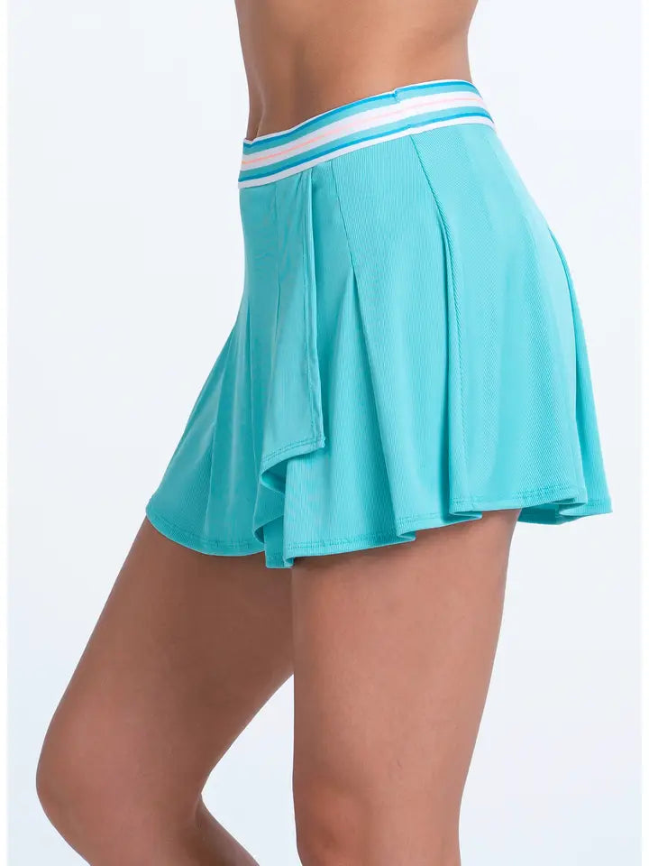 Lucky in Love Coastline Stripe Skirt - Teal