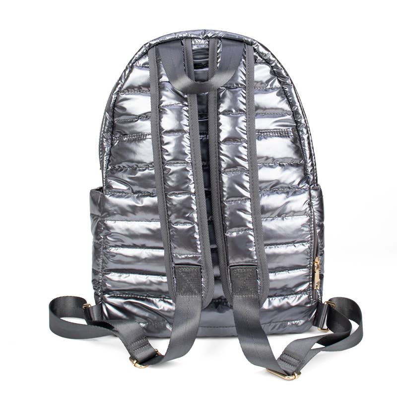 Maiya Pickleball Backpack–Glossy Gunmetal Court Bag