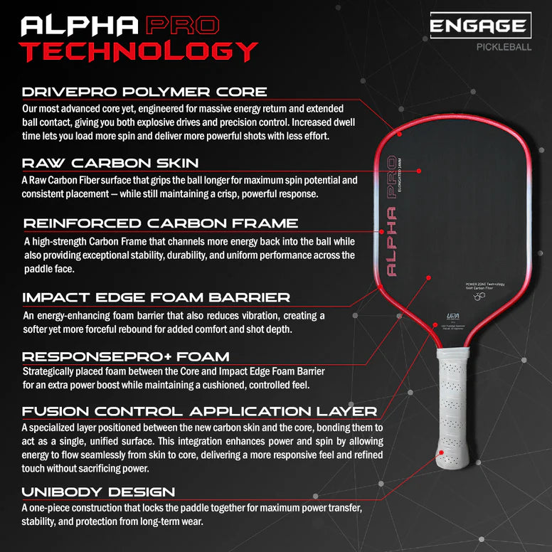 Engage Pickleball Alpha Pro. | Thermoformed Power & Spin.
