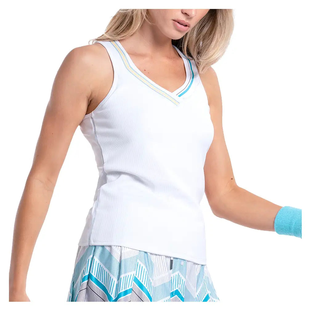 Lucky in Love Lavish Stripe Tennis Tank White