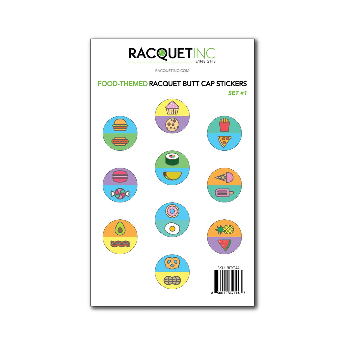 Food Themed Raquet Butt Capp Stickers (10-pack)
