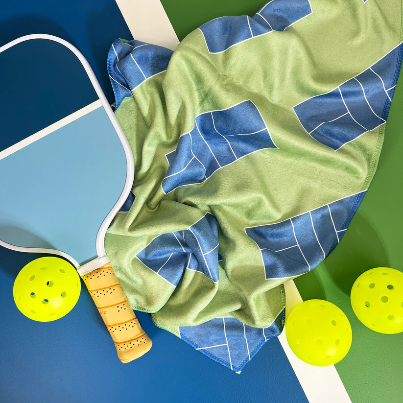 Pickleball Towel - Green/Blue - Pickleball Court