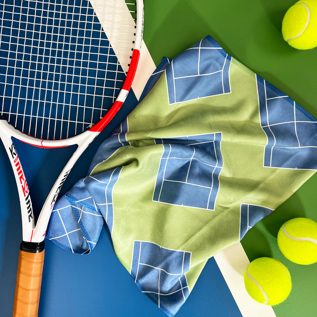 Tennis Towel - Green/Blue - Tennis Court