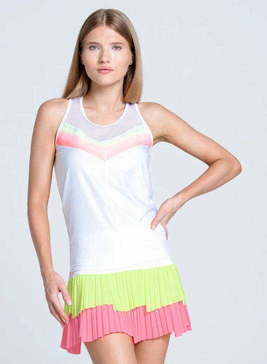Lucky in Love White Sunset Spin Tie Back Tank