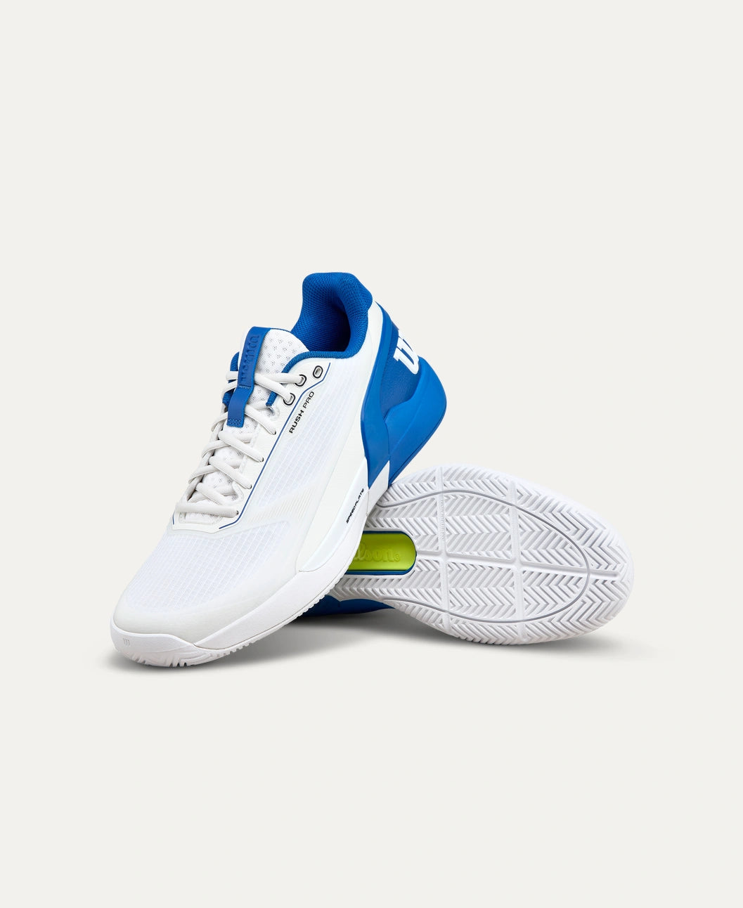 Wilson Rush Pro 5 Men's Tennis Shoe - White and Deja Vu Blue