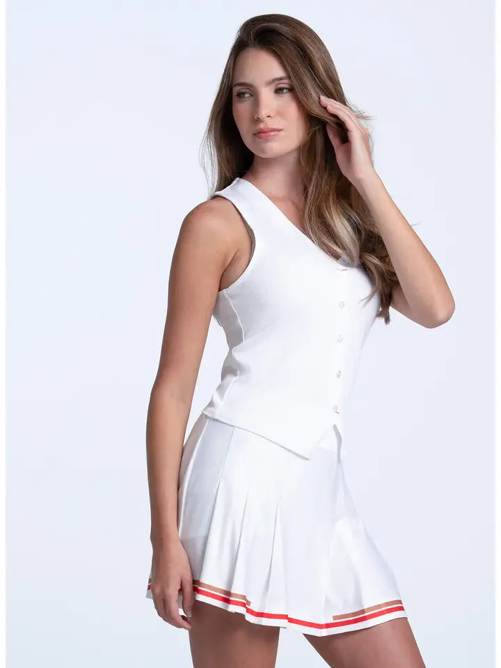 Lucky in Love Match Point Vest Tank - White
