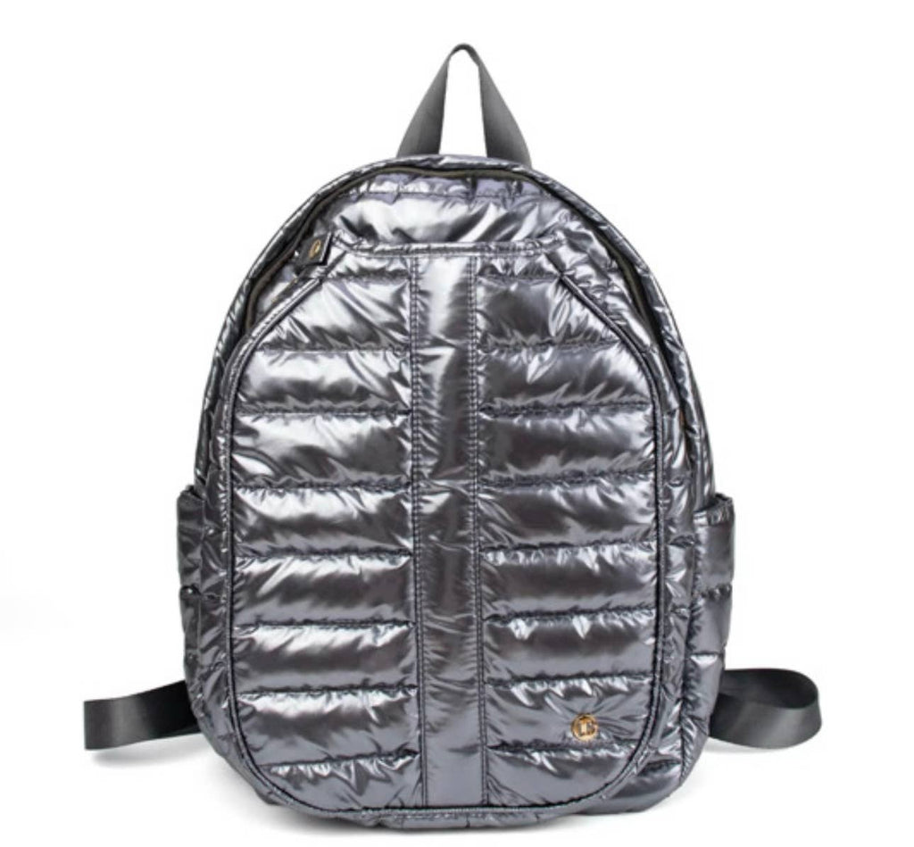 Maiya Pickleball Backpack–Glossy Gunmetal Court Bag