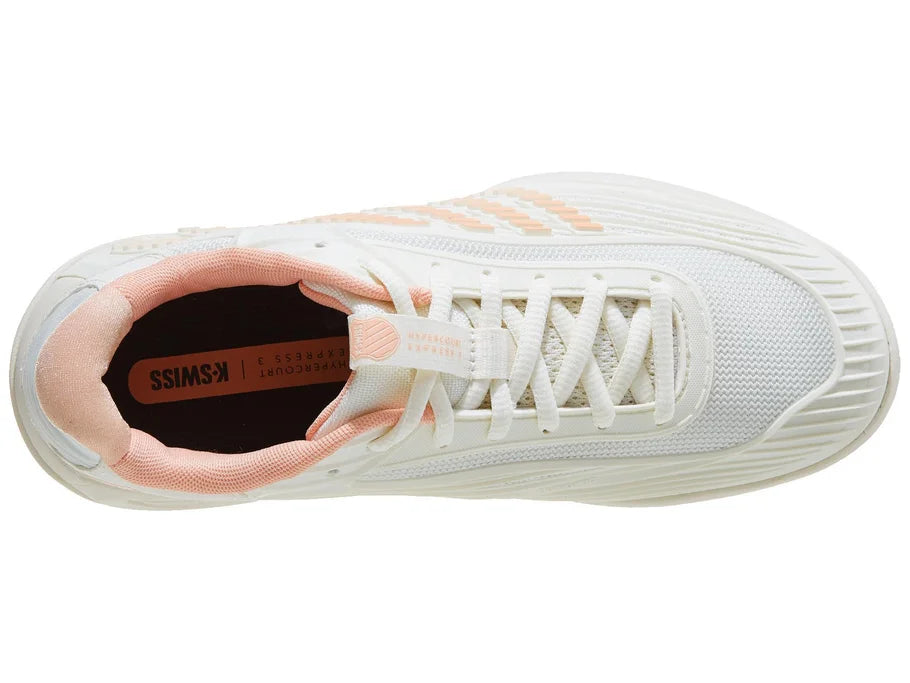 K-Swiss Women's Hypercourt Express 3 Tennis Shoes Egret and Peach