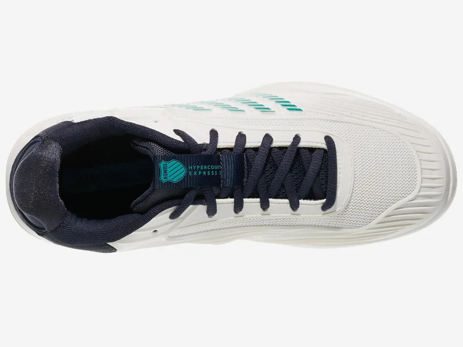 K-Swiss Men's HYPERCOURT EXPRESS 3 BLANC DE BLANC/CARBON/BALTIC