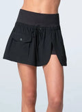 Lucky in Love Cargo Pocket Wrap Skirt - Black